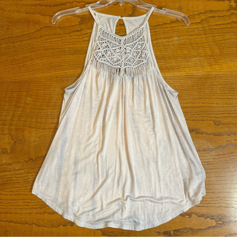 American Eagle tie dye crochet high neck tank